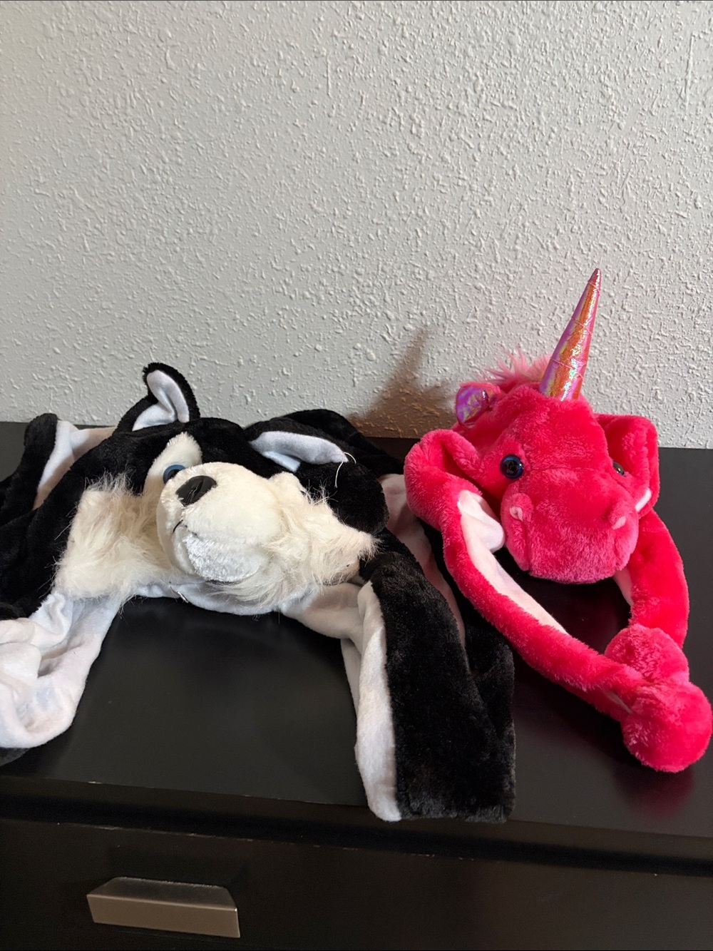 Bundle of Plush Unicorn and Wolf Hats
